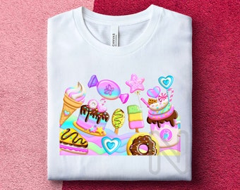 Fiesta de dulces dulces PNG, camiseta de fiesta de cumpleaños de dulces, diseños de pasteles de cumpleaños, sublimación de dulces dulces PNG