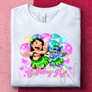 Lilo i Stitch Sublimacja PNG, Koszulka urodzinowa dla dziewczynki, Stitch Valentines, Koszulka do prasowania Stitch, Wzory sublimacji Lilo Stitch