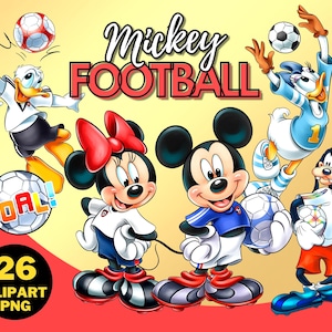 Mickey Football Clipart PNG, Mickey Mouse and Friends, Daisy and Donald, Mickey Sport, Mickey Football Cartoon