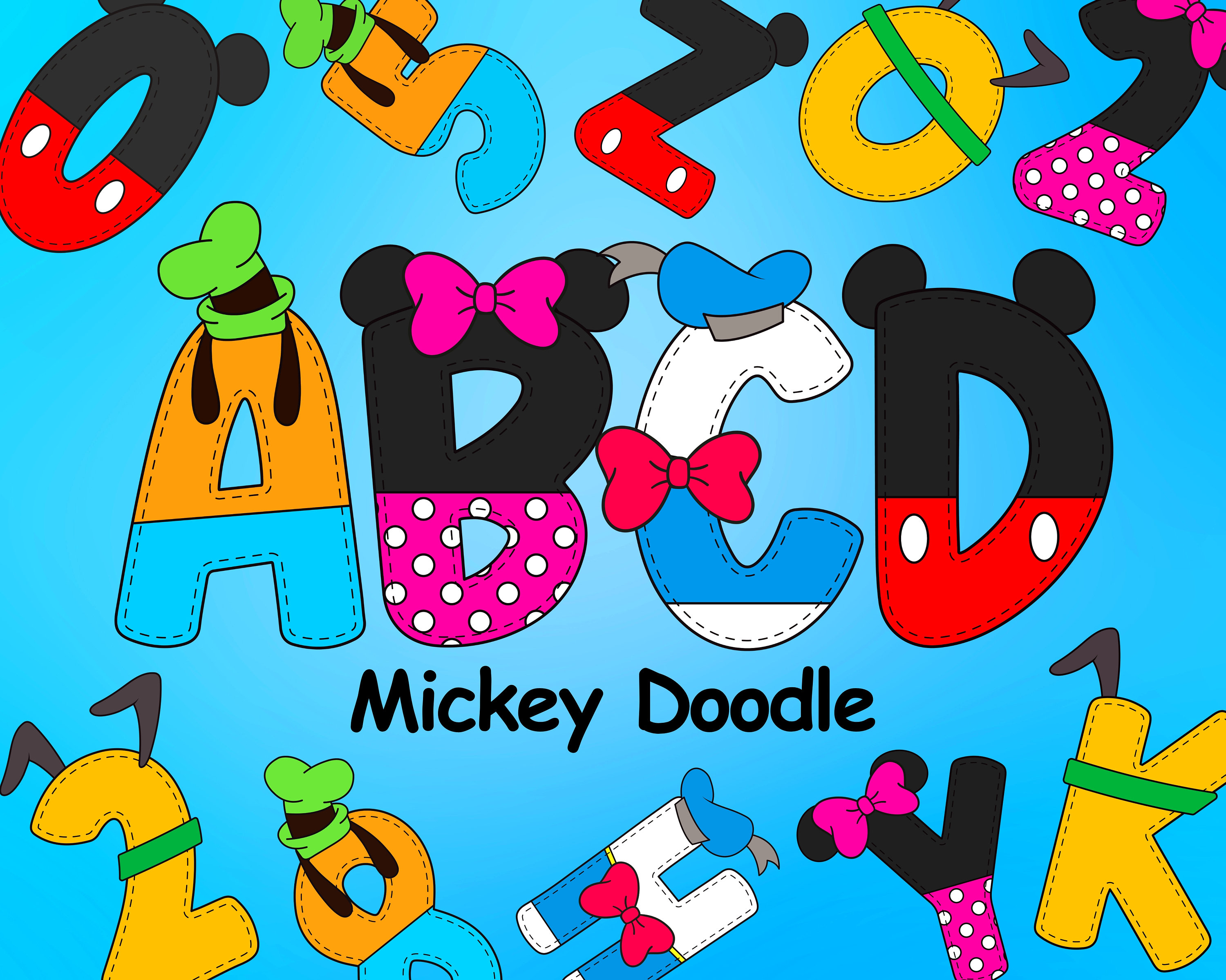Alfabeto De Mickey Mouse Doodle Alfabeto Del Personaje Mickey Letras 