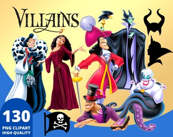 Villains Clipart PNG, Villains Illustration, Maleficent Captain Hook Evil Queen Dragon Shirts, Villains Cartoon Printable