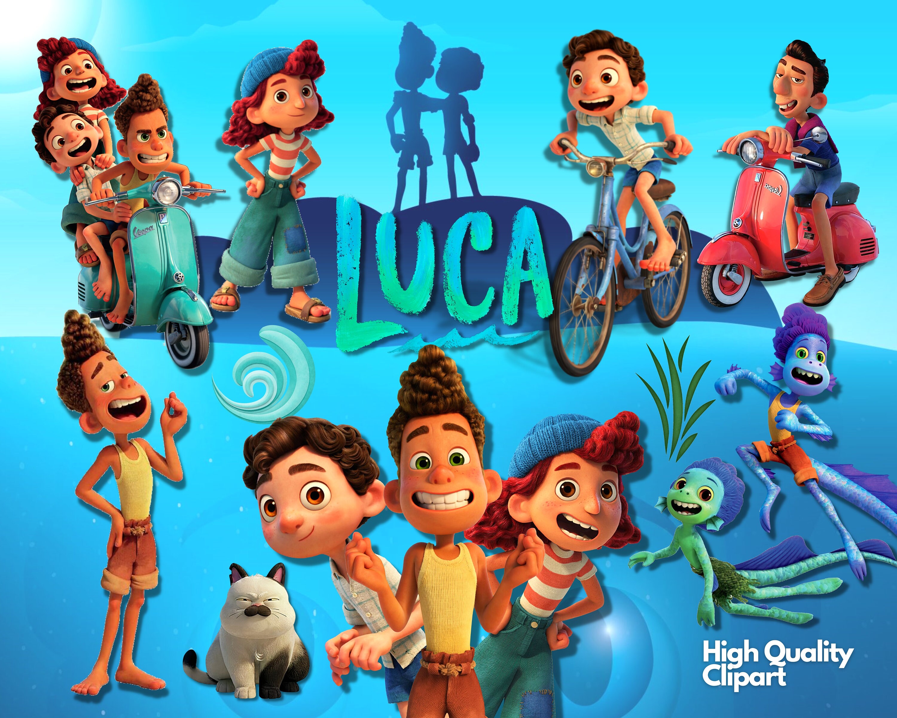 Luca Clipart PNG Luca PNG Bundle Luca Paguro Alberto - Etsy España