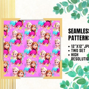 Frozen Seamless Papers, Princess Digital Papers, Princess Frozen, Elsa Anna Cartoon, Gift Wrapping, Fabric Patterns