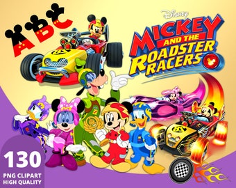 Mickey et Roadster Racers Clipart PNG, Mickey Car Race police, Mickey Roadster Cake Topper, Mickey Racers cadeaux, Mickey Mouse Sublimation