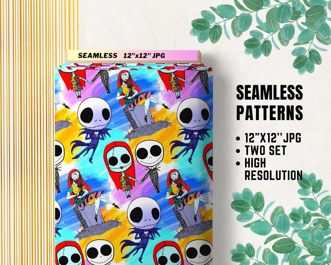 Nightmare Before Christmas Seamless Papers, Skelleton, Jack and Sally ...