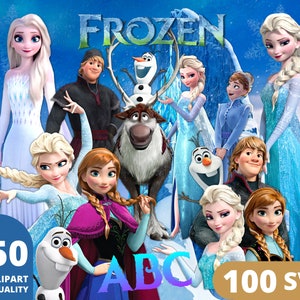 Frozen Clipart PNG, Frozen SVG, Princesa Frozen Elsa, Anna, Olaf, Dibujos animados de princesa congelada, Carteles congelados imagen 1