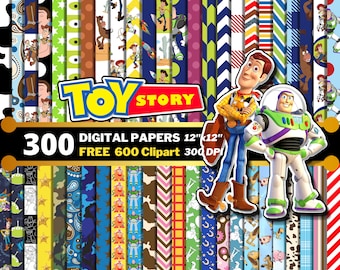 Papeles digitales de Toy Story, Toy Story Clipart PNG, Woody Buzz Lightyear, decoraciones de cumpleaños, envoltura de regalos, patrones sin costuras de Toy Story