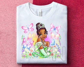 Princess and the Frog Sublimation PNG, Princess Tiana, Girls Birthday Shirt, Kids Party Gifts, Tiana Sublimation