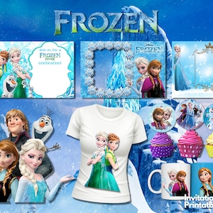 Frozen Clipart PNG, Frozen SVG, Princesa Frozen Elsa, Anna, Olaf, Dibujos animados de princesa congelada, Carteles congelados imagen 6