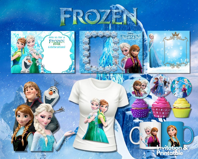 Frozen Clipart PNG, Frozen SVG, Princesa Frozen Elsa, Anna, Olaf, Dibujos animados de princesa congelada, Carteles congelados imagen 6