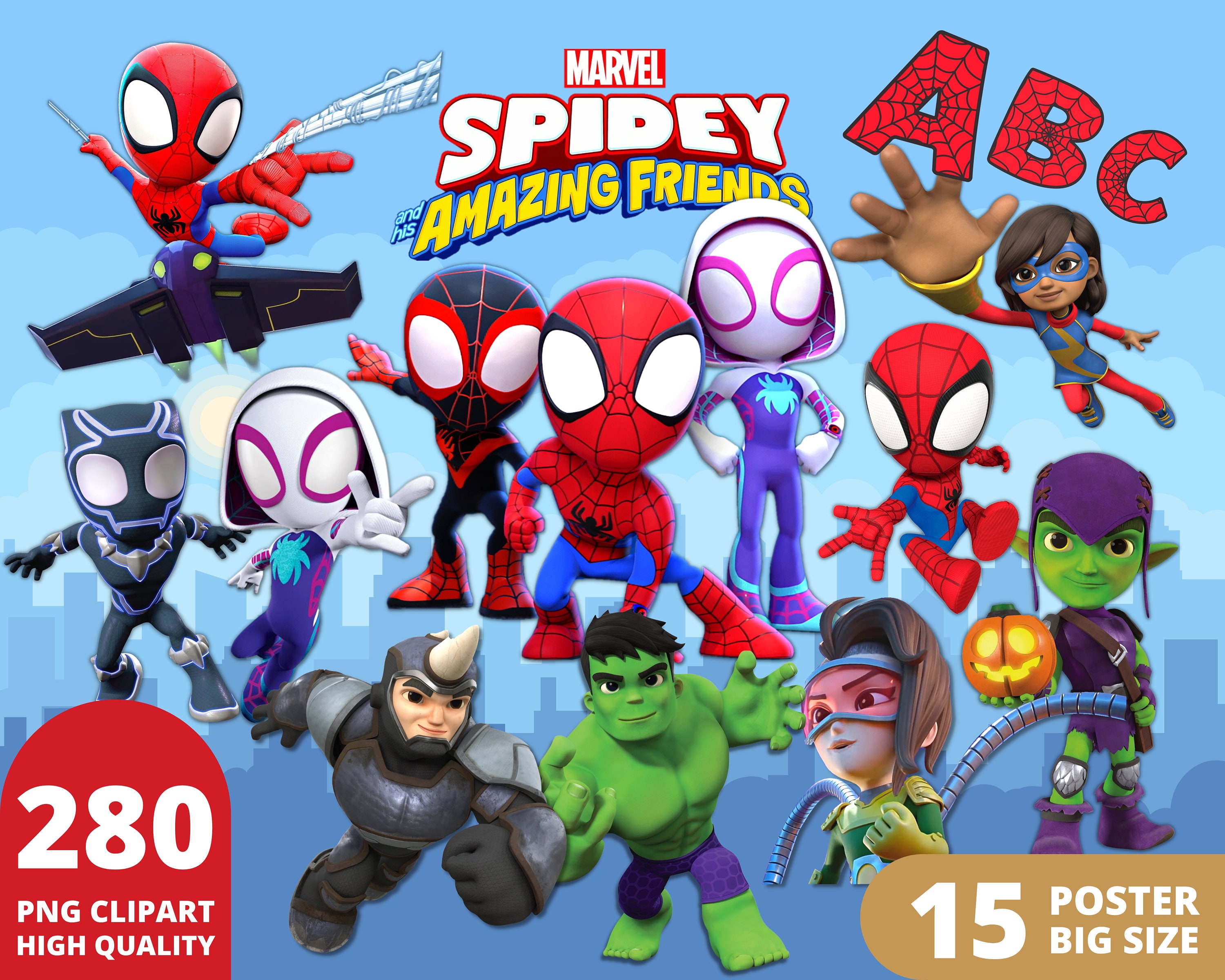 Spidey and His Amazing Friends Clipart PNG Spidey Superhero - Etsy ...