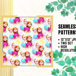 Frozen Seamless Papers, Princess Digital Papers, Princess Frozen, Elsa Anna Cartoon, Gift Wrapping, Fabric Patterns