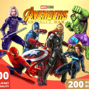 Marvel Avengers Clipart PNG, Marvel Super Heroes, Spider Man, Capitan America, Hulk, Thor, Poster Marvel Avengers