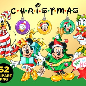 Mickey Friends kerst clipart PNG, Mickey Christmas Party, Mickey Minnie, Donald Daisy, Goofy, kerstboomspeelgoed, kerstvakantie