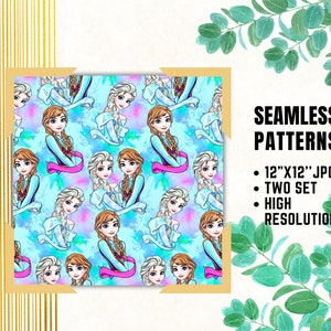 Frozen Seamless Papers, Princess Digital Papers, Princess Frozen Elsa, Frozen Cartoon, Gift Wrapping, Fabric Patterns