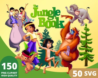 El libro de la selva PNG Clipart, paquete SVG del libro de la selva, Mowgli Baloo, diseños de camisas de cumpleaños de la selva
