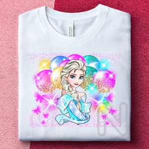 Frozen Elsa Sublimation PNG, Birthday Girl Shirt, Princess Elsa, Butterflies Party Gifts, Princess Frozen Sublimation