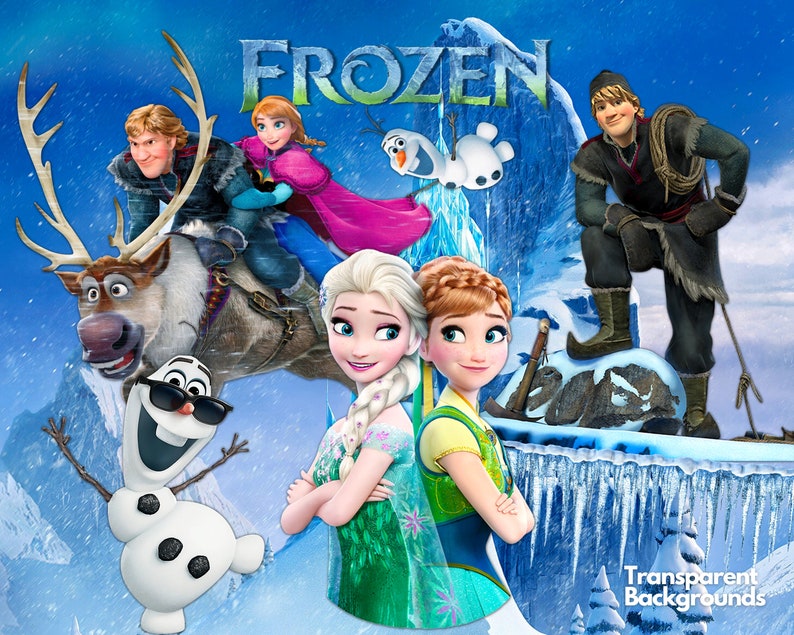 Frozen Clipart PNG, Frozen SVG, Princesa Frozen Elsa, Anna, Olaf, Dibujos animados de princesa congelada, Carteles congelados imagen 3