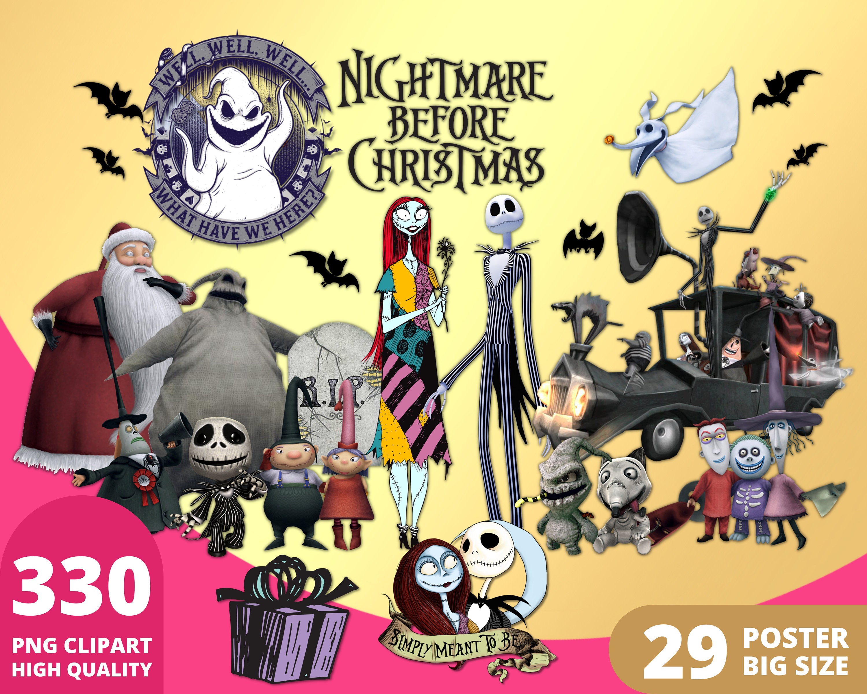 Nightmare Before Christmas Clipart Png Halloween Decorations - Etsy