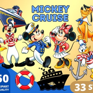 Mickey Cruise Clipart PNG, SVG Bundle, Sea Cruise, Mickey Mouse, Daisy and Donald, Family Trip, Cruise Nautical, Mickey Vacation