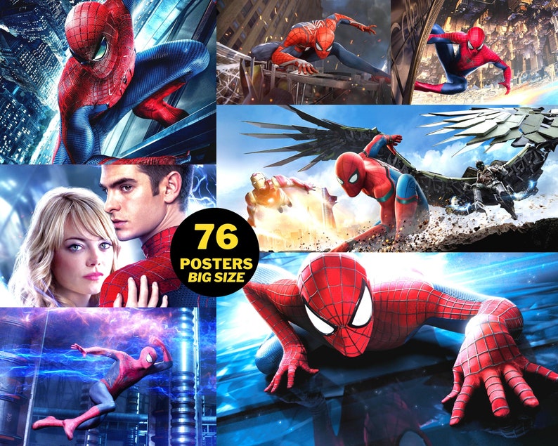 Spider-Man Digital Papers, Superhero Spiderman Clipart PNG, Birthday Wrapping Papers, Marvel Avengers Spiderman Seamless Patterns image 3
