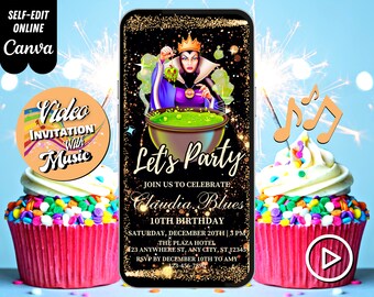 Villains Birthday Video Invitation, Villains Musical Video, Editable Template, Any Age, DIY Musical Video Evites