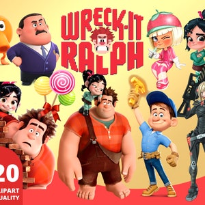 Wreck it Ralph Clipart PNG, Ralph Tafyta Felix Vanellope, PNG Images for shirt, Wreck it Ralph Movie, Ralph Cupcake Toppers