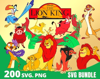 Lion King SVG Bundle, Lion King Clipart PNG, Simba Pumbaa Timon Cut Files, Timon and Pumbaa, Sublimation Designs, Lion Layered SVG
