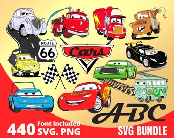 Cars SVG Bundle, Cars Clipart PNG, Lightning McQueen Cut Files, Cars Sublimation Designs, Lightning McQueen SVG