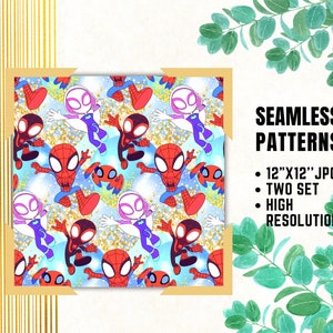 Spidey und seine erstaunlichen Freunde Seamless Papers, Marvel Spidey Digital Papers, Superhero Geschenkpapiere, Spidey Fabric Patterns