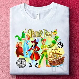 Peter Pan Sublimation PNG, Kapitän Hook, Tinker Bell, Themenpiraten Magic Land, Peter Pan T-Shirt Sublimation