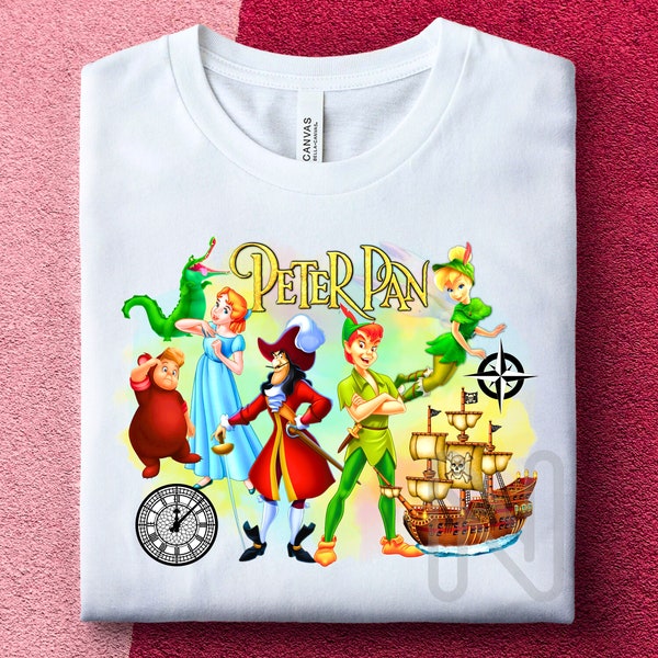 Peter Pan Sublimation PNG, Captain Hook, Tinker Bell, Themed Pirates Magic Land, Peter Pan T-shirt Sublimation