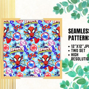 Spidey und seine erstaunlichen Freunde Nahtlose Papiere, Spidey Digitale Papiere, Geburtstagspapiere, Marvel Superheld Stoffmuster