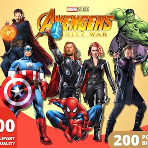 Marvel Avengers Clipart PNG, Marvel Super Heroes, Spider Man, Capitan America, Hulk, Thor, Poster Marvel Avengers