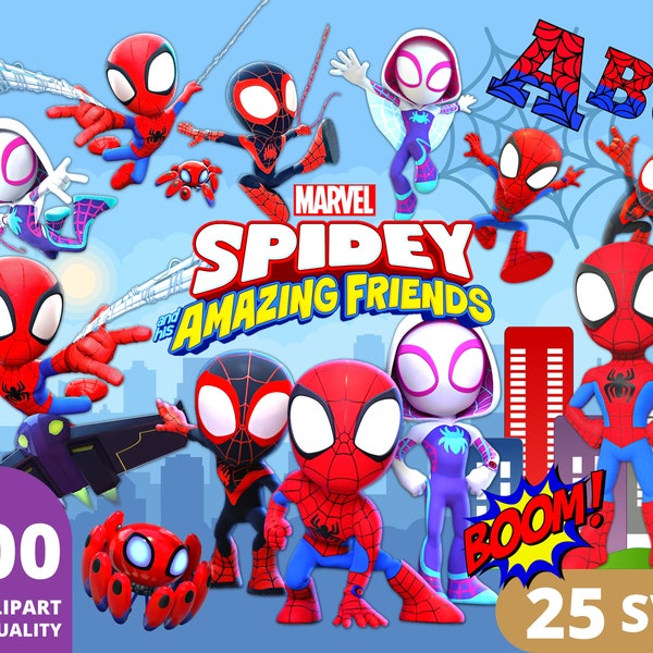 Spidey and his Amazing Friends Clipart PNG, Superhero Spidey, Marvel Kids Spiderman, Birthday Party Gifts, Marvel Spidey Posters