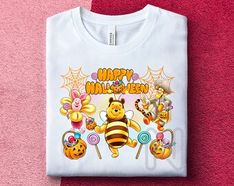 Winnie Halloween Sublimation PNG, Pooh Bear Tigger Piglet, Winnie Bear Halloween Shirt, Winnie Pooh Sublimation Designs