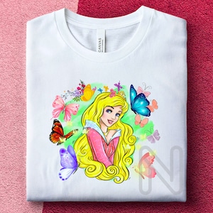 Sleeping Beauty Sublimation PNG, Birthday Girl Party Shirt, Sleeping Beauty, Butterflies Aurora, Princess Sublimation Designs