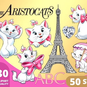 Aristokatten clipart PNG, aristokatten SVG, Marie Cat, Aristo Cats, Little Lady, Marie Music Eiffeltoren, aristokatten shirtontwerpen