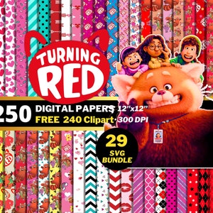 Papeles digitales rojos, imágenes prediseñadas de panda rojo PNG, papeles de fiesta de cumpleaños, papeles para envolver regalos, patrones sin costuras rojos