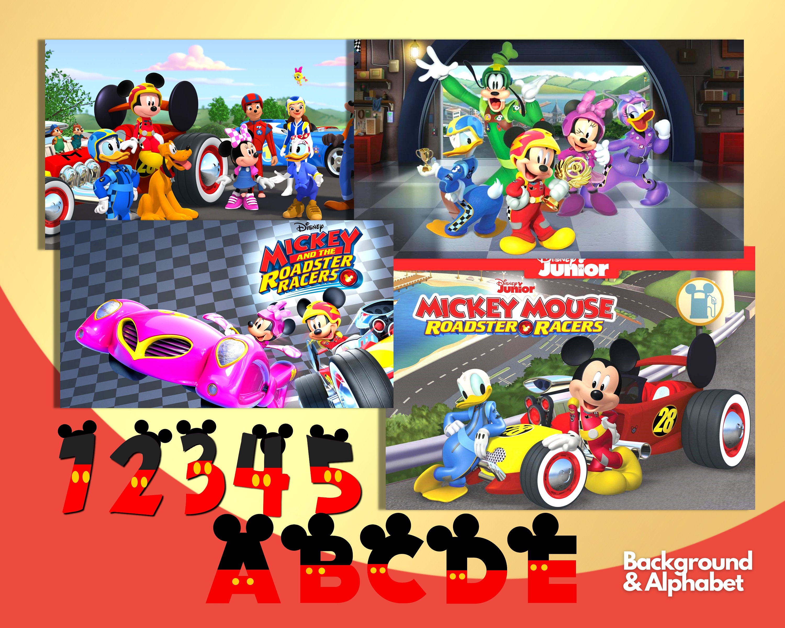 Mickey Racers Flag Mickey and Roadster Racers Clipart PNG, Mickey Car Race Font, Mickey ...