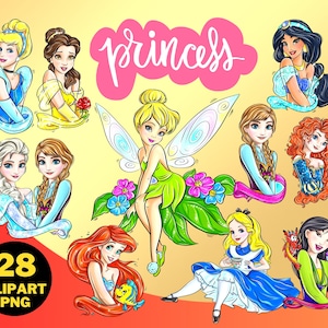 Princesa Clipart PNG, Frozen Cenicienta Ariel Tiana Bella Enredados Sirena Jazmín, Camiseta de Cumpleaños de Princesa, Princesa Acuarela Sublimación