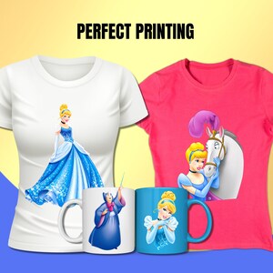 Cinderella Clipart PNG, Cinderella Illustration, Schloss PNG, Prinzessin Geburtstag Shirt, Cinderella Aufbügeln, Cinderella Sublimation Designs Bild 6