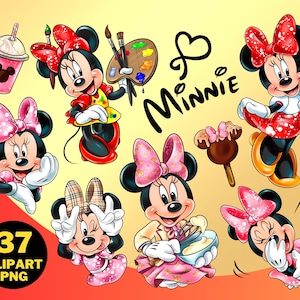 Minnie Mouse Clipart PNG, Illustrazione di Minnie Mouse, Regalo di compleanno di Minnie, Disegni di sublimazione di Minnie, Cartone animato di Minnie PNG