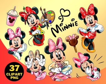Minnie Maus Clipart PNG, Minnie Maus Illustration, Minnie Geburtstagsgeschenk, Minnie Sublimationsdesigns, Minnie Cartoon PNG