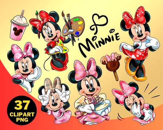 Minnie Mouse Clipart PNG, Minnie Mouse Illustration, Minnie Birthday Gift, Minnie Sublimation Designs, Minnie Cartoon PNG