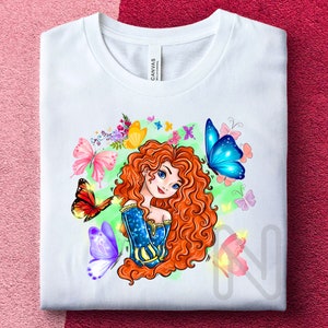 Princesa Valiente Sublimación PNG, Princesa Mérida, Camisa de fiesta de cumpleañera, Diseños de sublimación Valiente Mérida