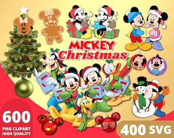 Mickey Christmas Clipart PNG, Mickey Mouse ChristmasParty, Navidad vacaciones PNG, Mickey Christmas Party Print