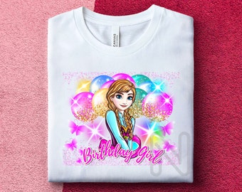 Frozen Anna Sublimatie PNG, Prinses Anna, Ballon Verjaardag Meisje Shirt, Prinses Frozen Sublimatie