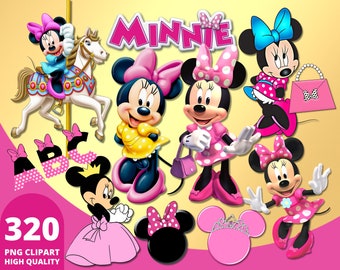 Minnie Mouse Pink Clipart PNG, Minnie Mouse Gifts, Minnie Shirt Sublimation, Pink Minnie Birthday Prints, Minnie Mouse Cartoon