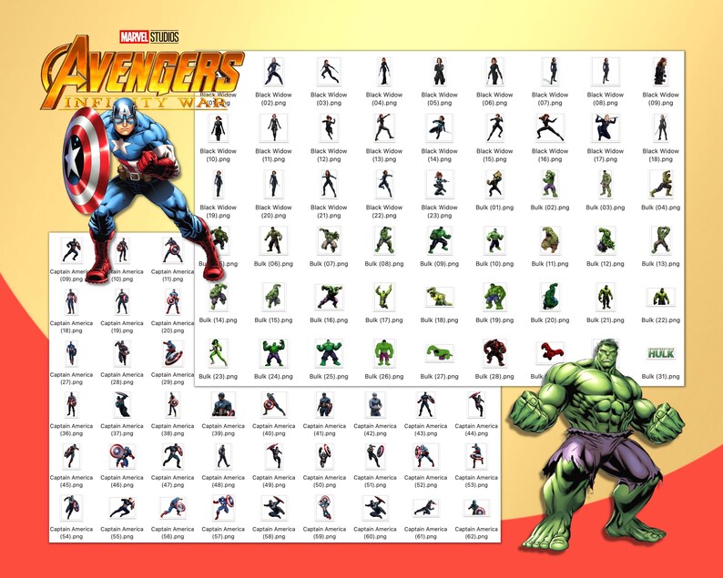May include: A digital collage of images featuring characters from the Marvel Cinematic Universe, including Captain America, Black Widow, and Hulk. The characters are depicted in various poses and settings, with the text "Avengers Infinity War" at the top of the image.